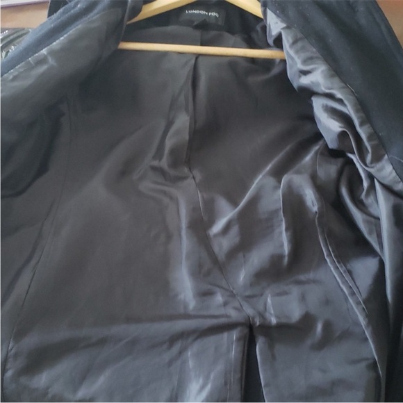 LONDON FOG Black Wool Blend Trench Coat with Hood Size M - Picture 6 of 8